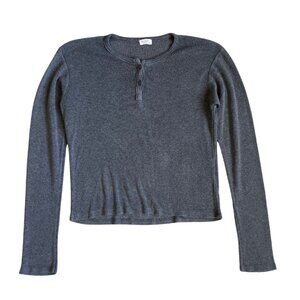 John Galt Gray Long Sleeve Shirt with Button Up Neckline One Size Fits Most